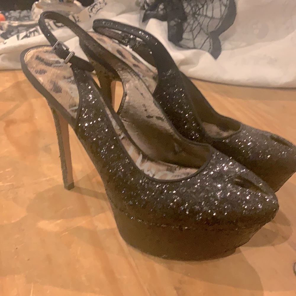 Sam Edelman black sequin high heels, Size 9